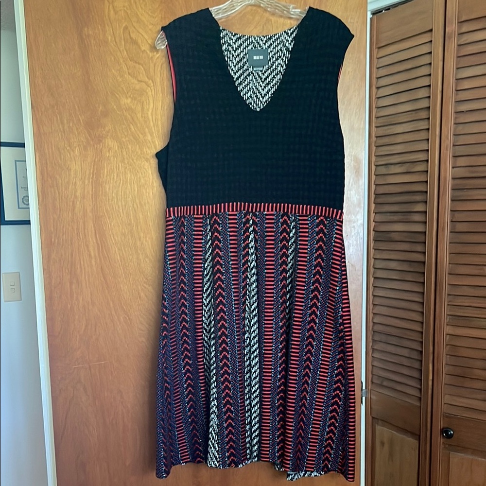 Anthropologie Maeve Black and Red Pleated Midi Dress